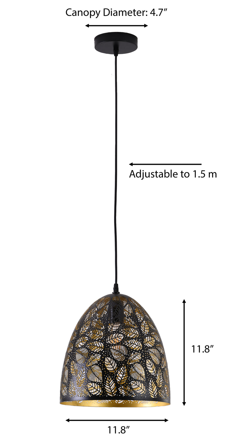 "Parsy" 1-Light Black and Gold Oval Pendant ( B2 )