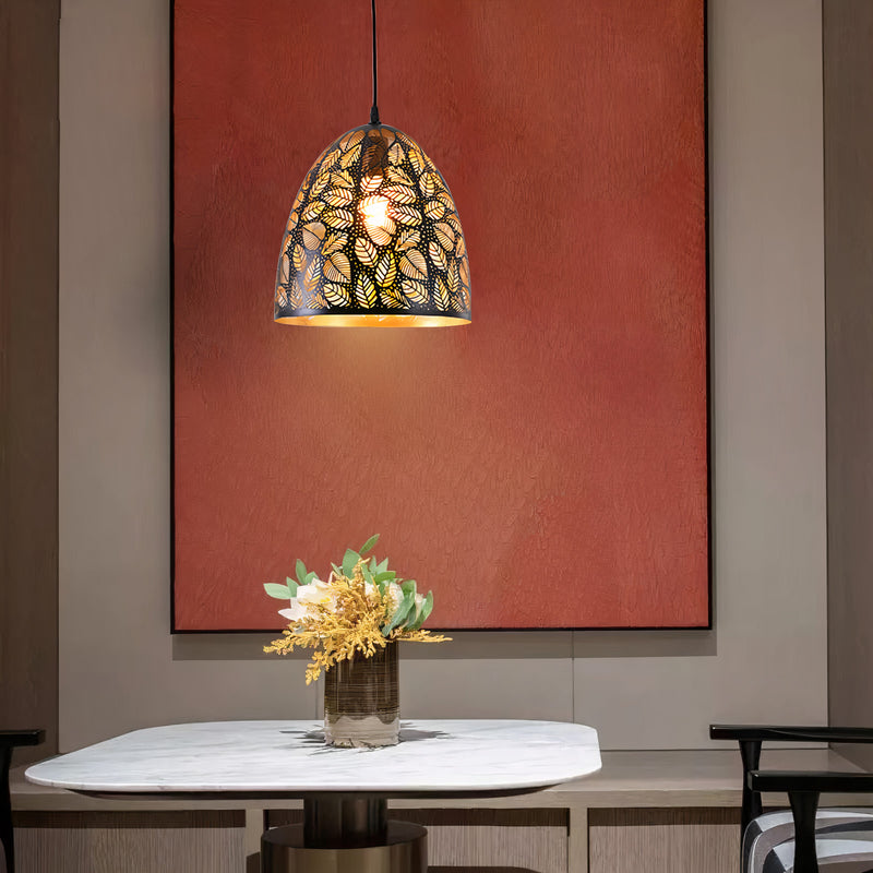 "Parsy" 1-Light Black and Gold Oval Pendant ( B2 )