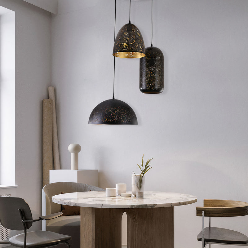 "Parsy" 3-Light Black and Gold Flat Pendant ( B2 )