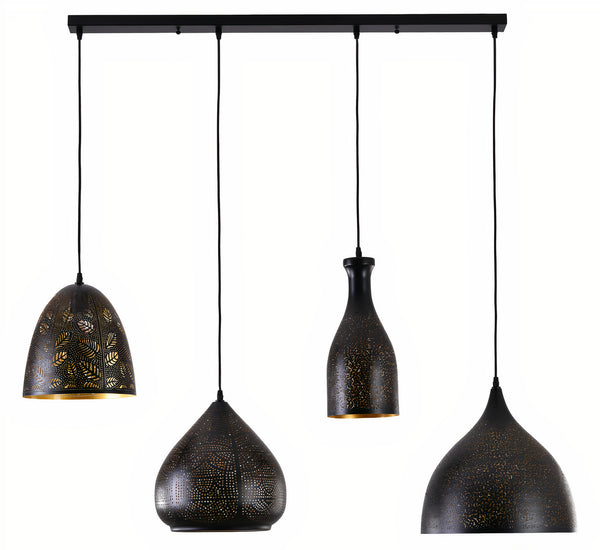 "Parsy" 4-Light Black and Gold Pendant
