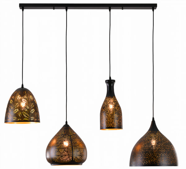 "Parsy" 4-Light Black and Gold Pendant