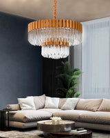 "Kort" 12-Light Brass with Clear Crystal Chandelier
