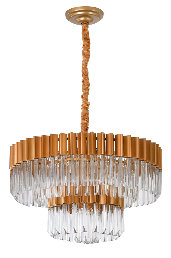 "Kort" 12-Light Brass with Clear Crystal Chandelier