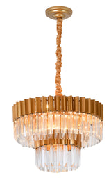 "Kort" 9-Light Brass with Clear Crystal Chandelier