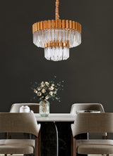 "Kort" 9-Light Brass with Clear Crystal Chandelier