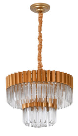 "Kort" 9-Light Brass with Clear Crystal Chandelier