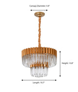 "Kort" 9-Light Brass with Clear Crystal Chandelier