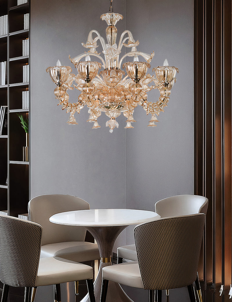 Murano "Carpe" 8-Light Cream Chandelier