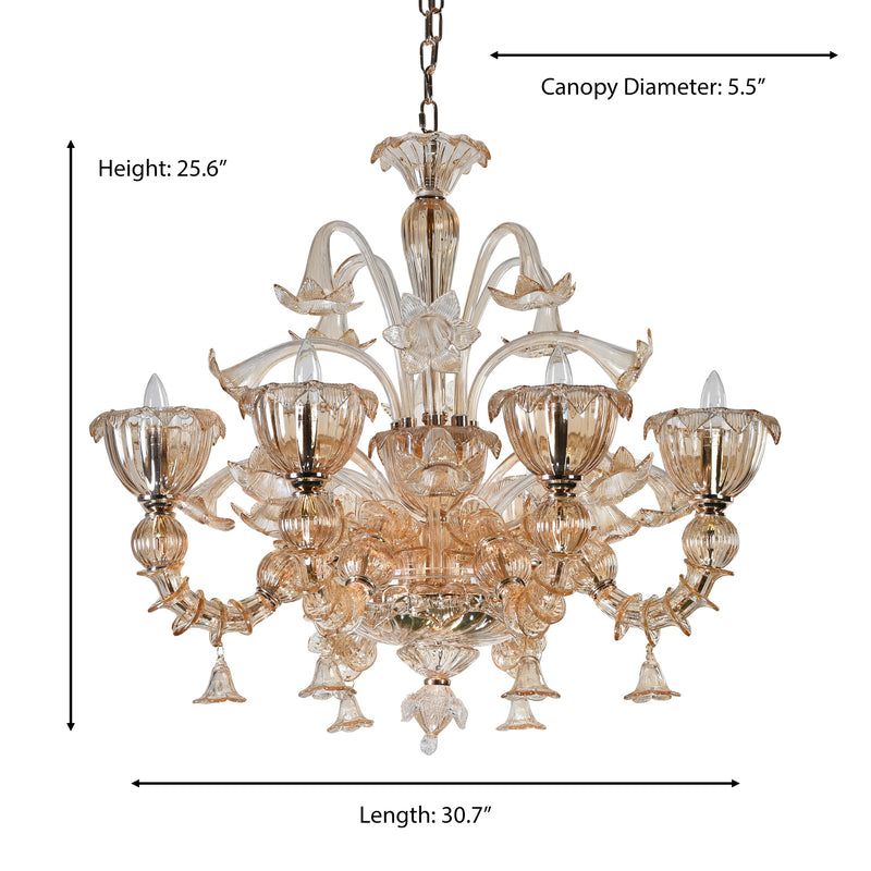 Murano "Carpe" 6-Light Cream Chandelier