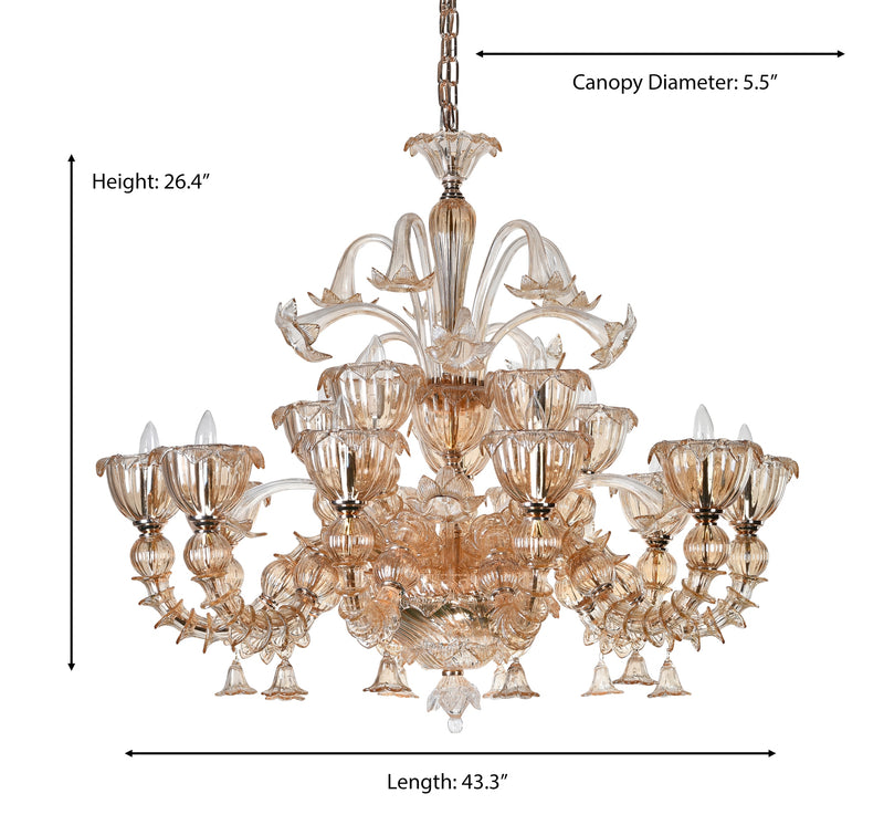 Murano "Carpe" 15-Light Cream Chandelier