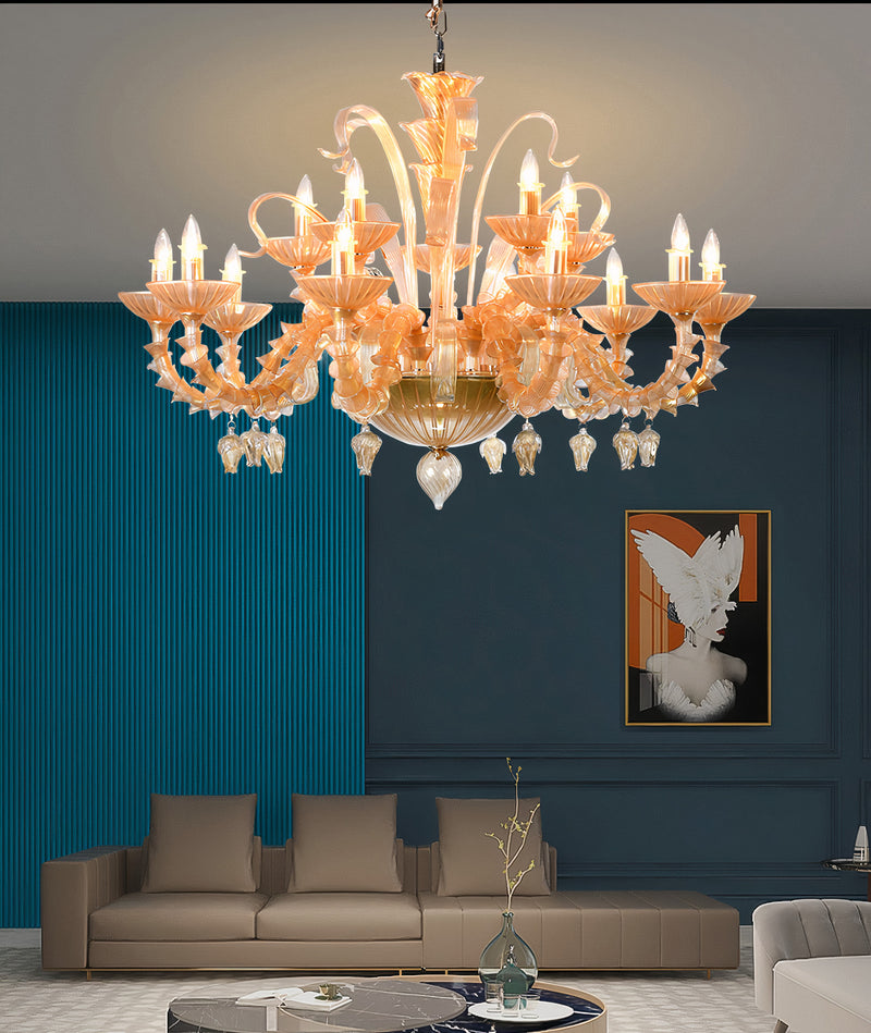 Murano "Alma" 15-Light Gold Chandelier