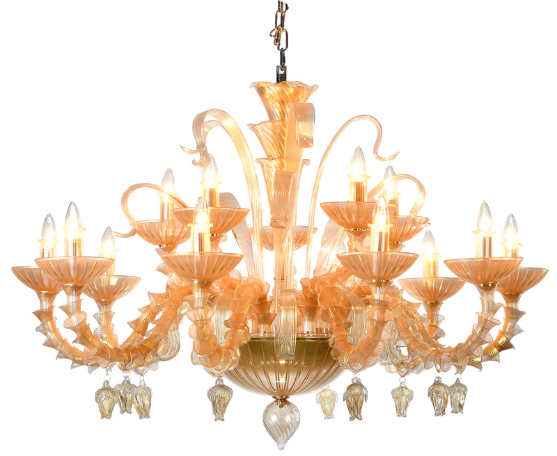 Murano "Alma" 15-Light Gold Chandelier