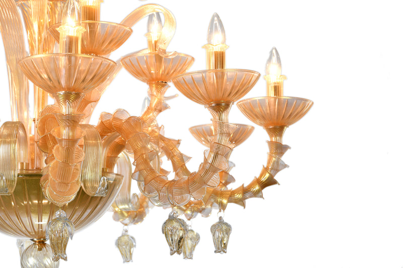 Murano "Alma" 15-Light Gold Chandelier