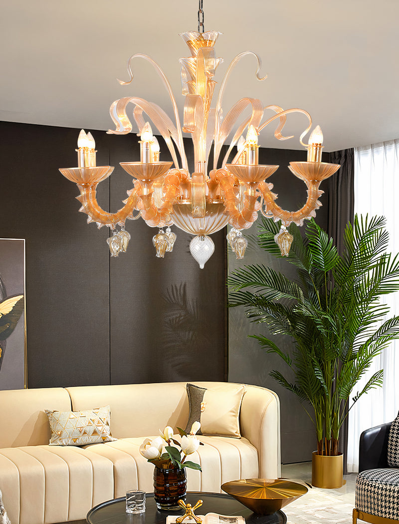 Murano "Alma" 8-Light Gold Chandelier