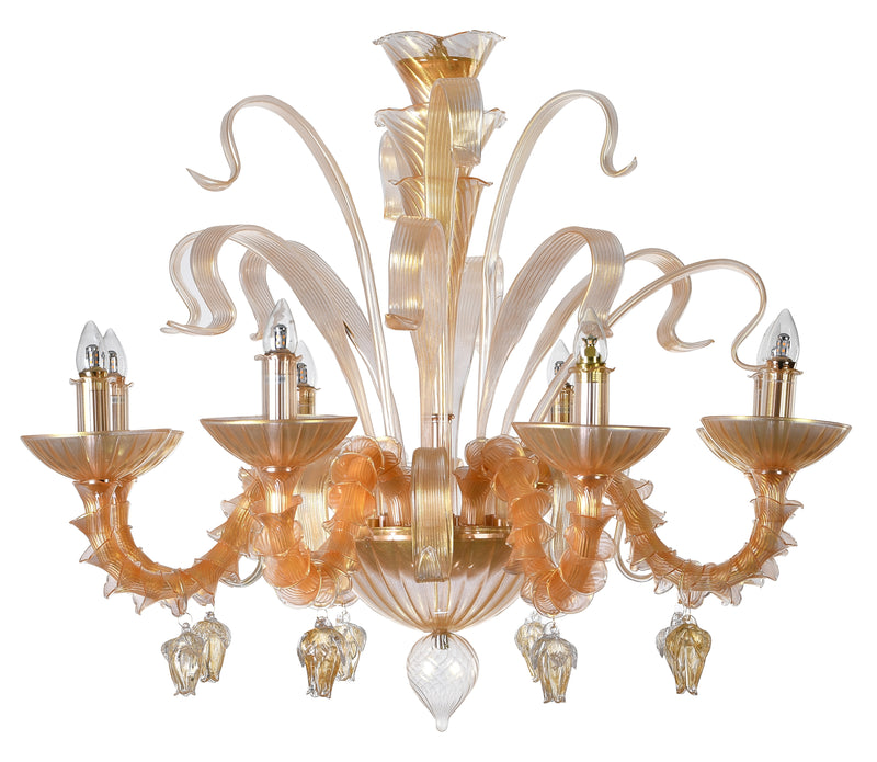 Murano "Alma" 8-Light Gold Chandelier