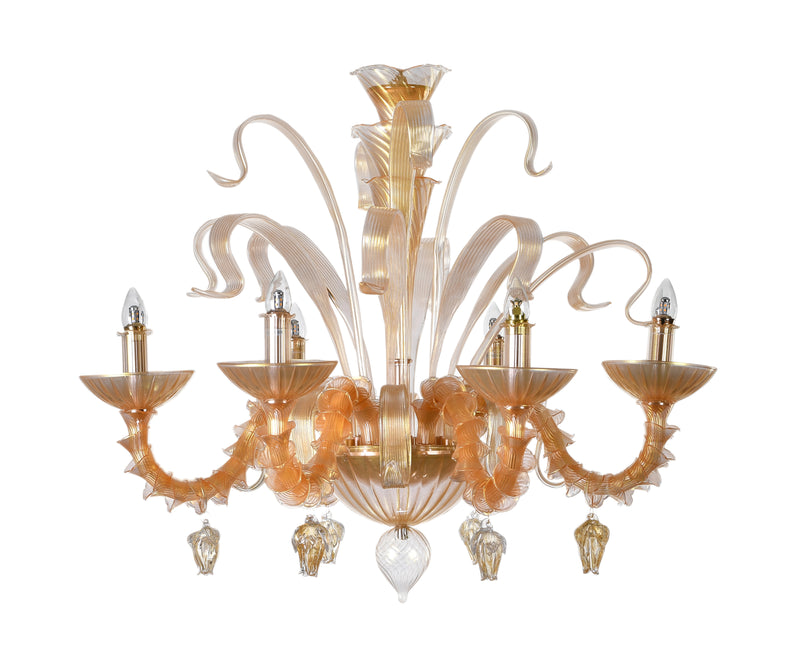 Murano "Alma" 6-Light Gold Chandelier