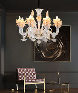 Murano "Veni" 8-Light Glass with Gold Touches Chandelier