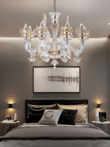 Murano "Veni" 8-Light Glass with Gold Touches Chandelier