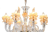 Murano "Veni" 8-Light Glass with Gold Touches Chandelier