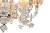 Murano "Veni" 8-Light Glass with Gold Touches Chandelier