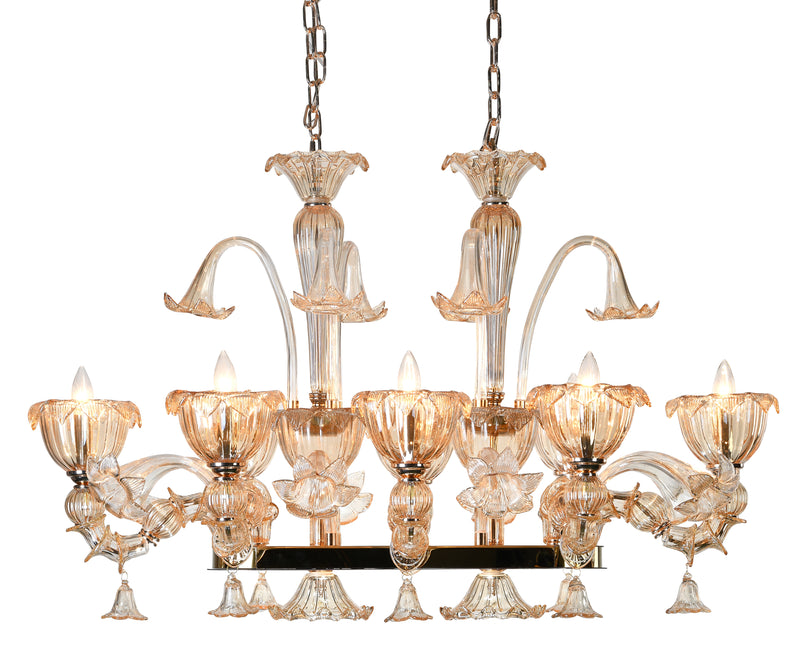 Murano "Carpe" 8-Light Cream Liner Chandelier