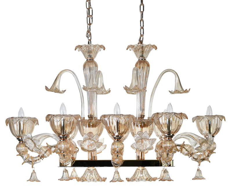 Murano "Carpe" 8-Light Cream Liner Chandelier