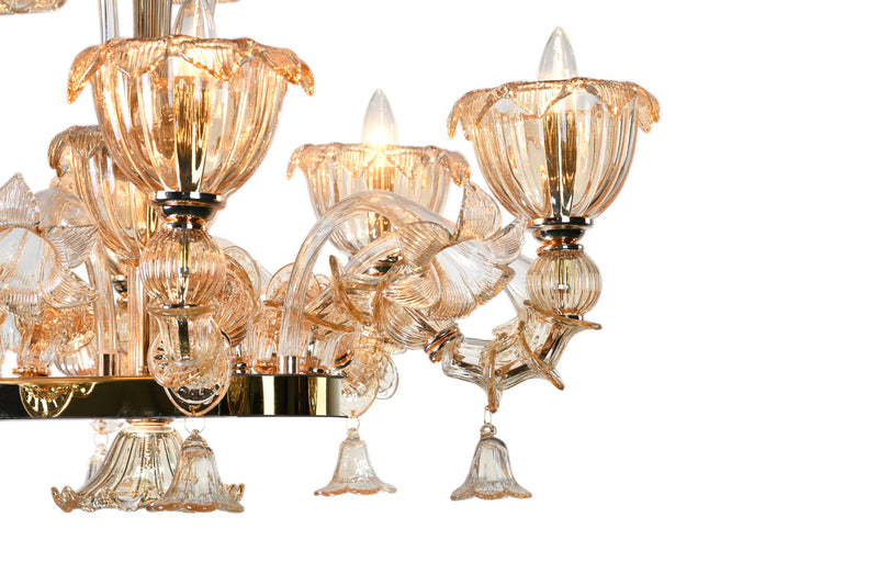 Murano "Carpe" 8-Light Cream Liner Chandelier