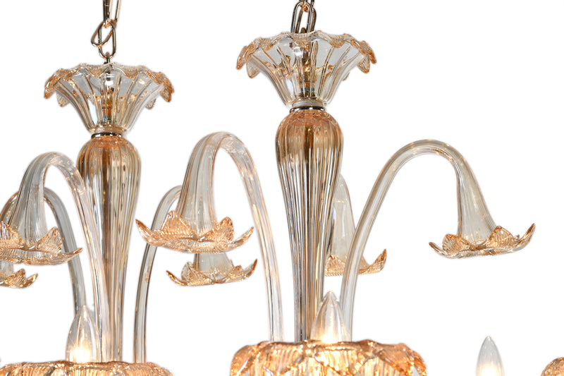 Murano "Carpe" 8-Light Cream Liner Chandelier