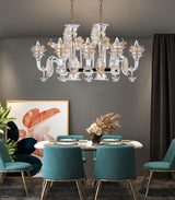 Murano "Veni" 15-Light Glass with Gold Touches Chandelier