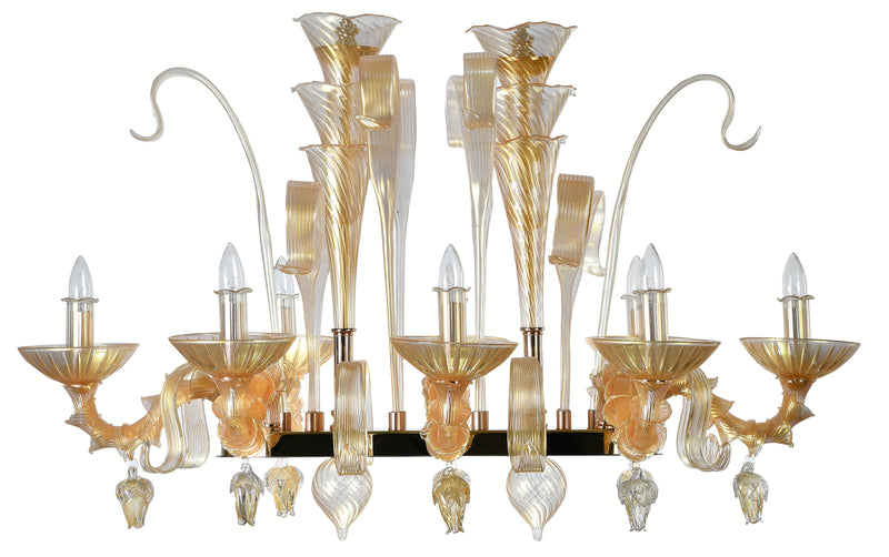 Murano "Alma" 8-Light Gold Liner Chandelier