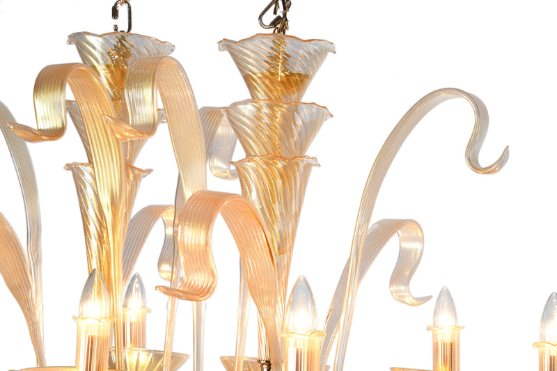 Murano "Alma" 8-Light Gold Liner Chandelier