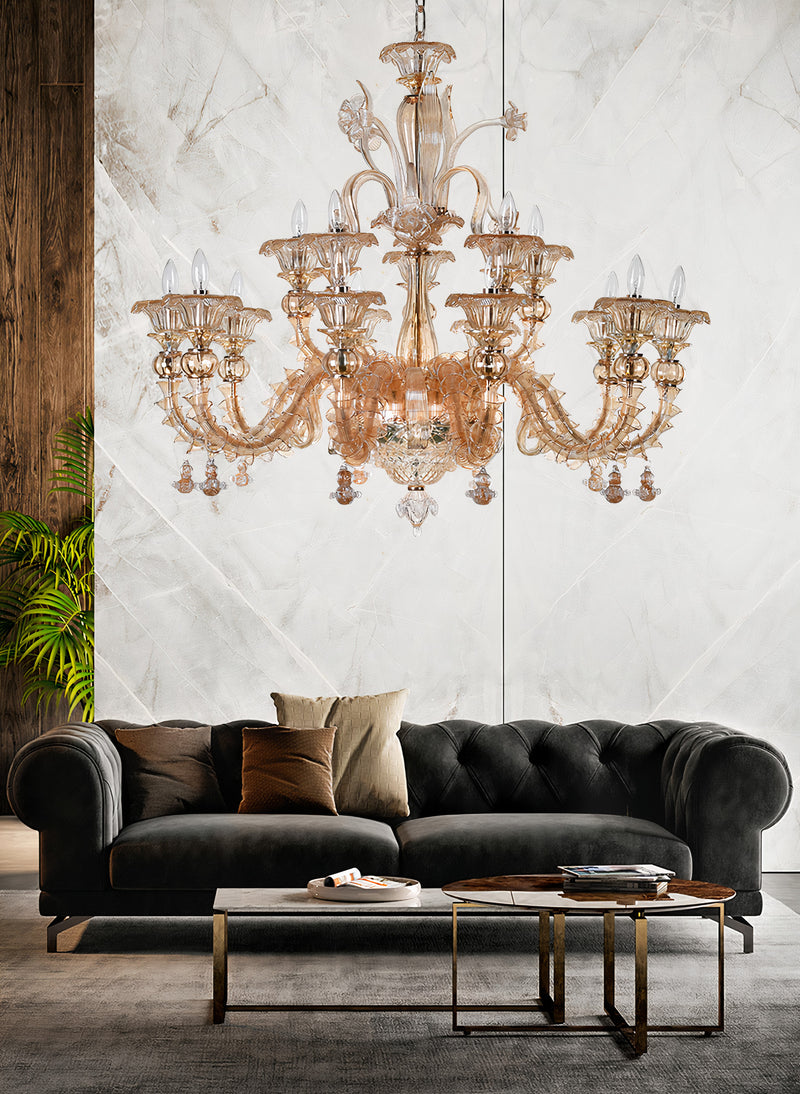 Murano "Cogito" 15-Light Cream Chandelier