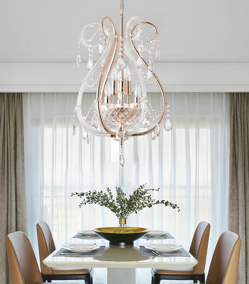 "Lopo" 6-Light Gold with Clear Crystal Chandelier