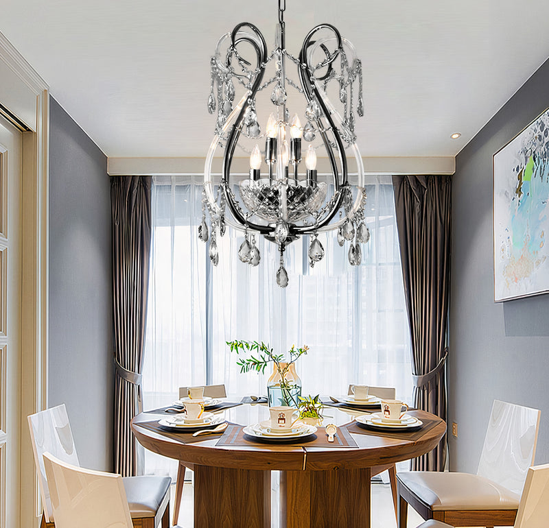 "Lopo" 6-Light Black Nickel with Smoked Crystal Chandelier
