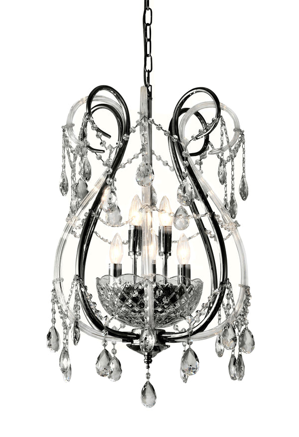 "Lopo" 6-Light Black Nickel with Smoked Crystal Chandelier