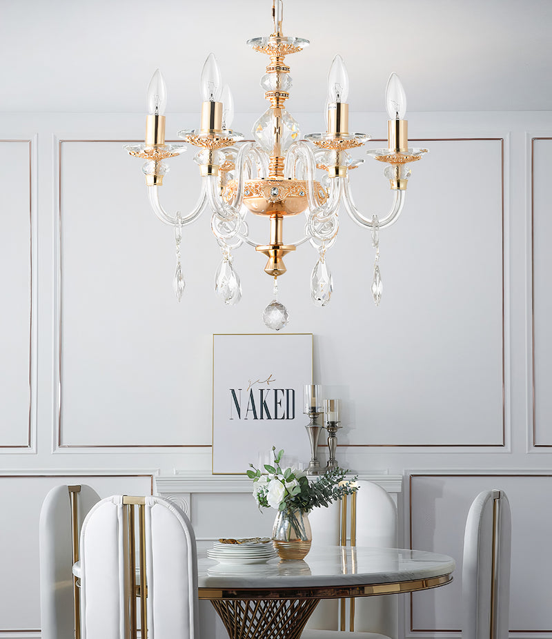 "Cotern" 6-Light Gold Clear Crystal Chandelier