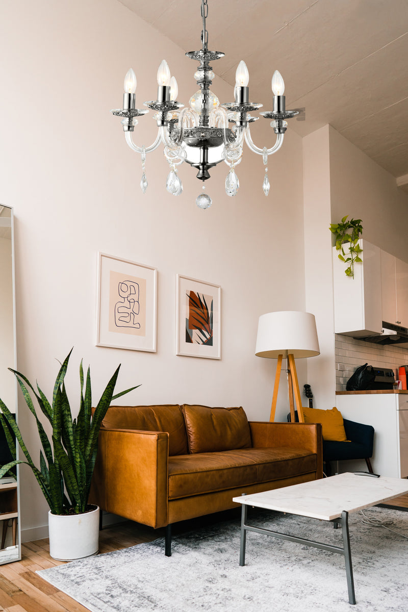 "Cotern" 6-Light Black Nickel Clear Crystal Chandelier