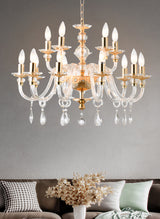 "Cotern" 15-Light Gold Clear Crystal Chandelier