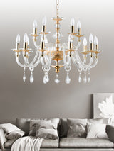 "Cotern" 15-Light Gold Clear Crystal Chandelier