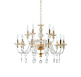 "Cotern" 15-Light Gold Clear Crystal Chandelier