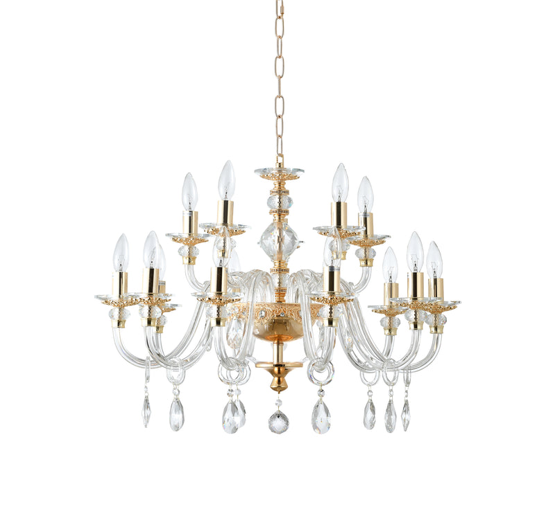 "Cotern" 15-Light Gold Clear Crystal Chandelier