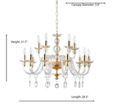 "Cotern" 15-Light Gold Clear Crystal Chandelier