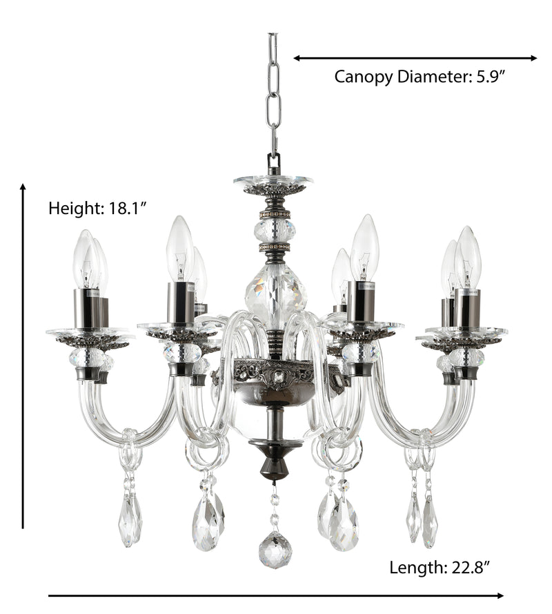 "Cotern" 8-Light Black Nickel Clear Crystal Chandelier