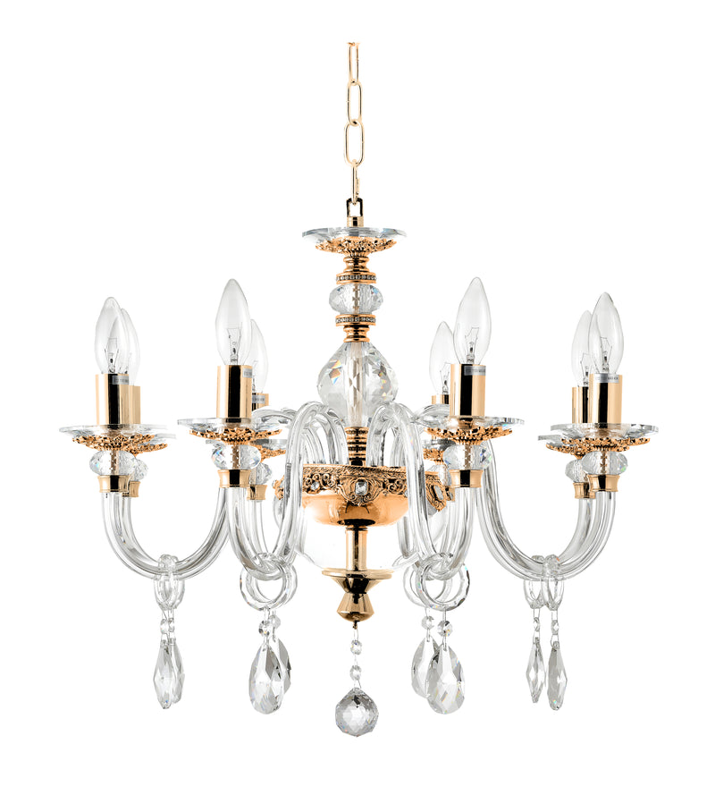 "Cotern" 8-Light Gold Clear Crystal Chandelier