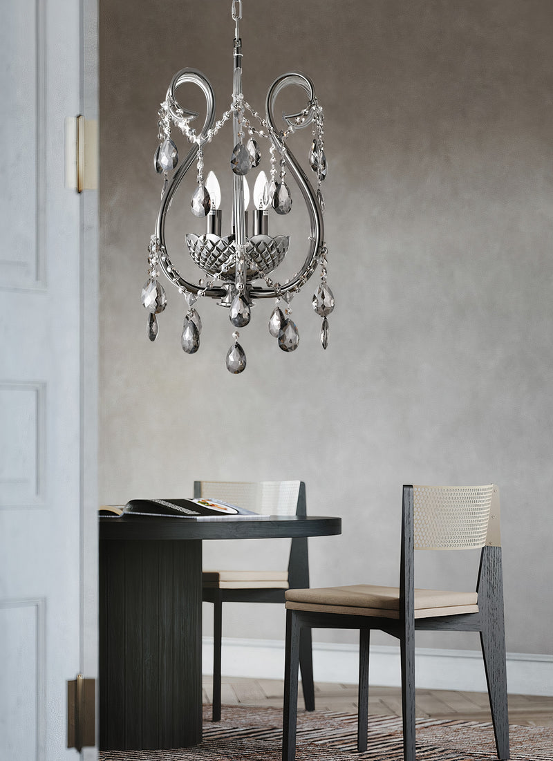 "Lopo" 3-Light Black Nickel with Smoked Crystal Chandelier