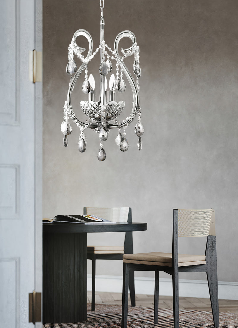 "Lopo" 3-Light Chrome with Clear Crystal Chandelier
