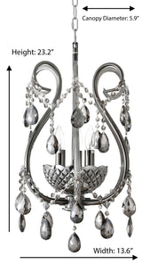 "Lopo" 3-Light Black Nickel with Smoked Crystal Chandelier