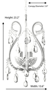 "Lopo" 3-Light Chrome with Clear Crystal Chandelier