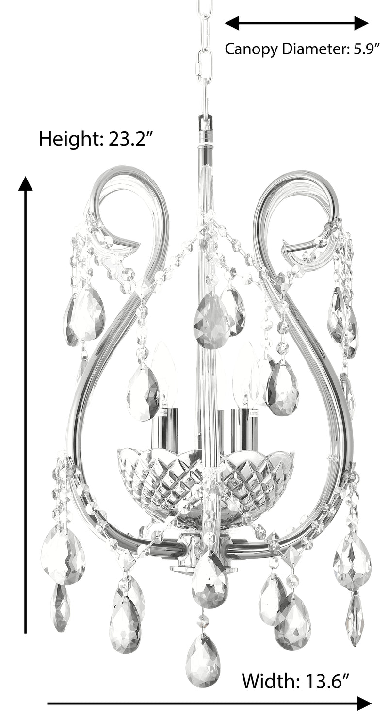 "Lopo" 3-Light Chrome with Clear Crystal Chandelier