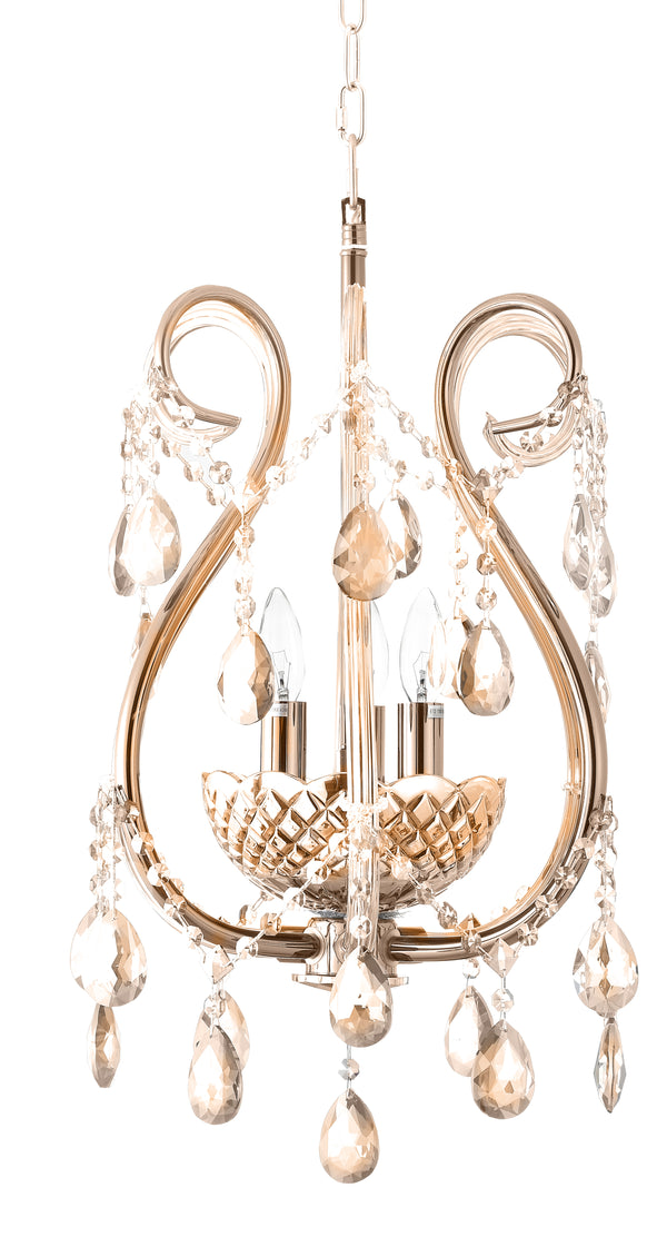 "Lopo" 3-Light Gold with Clear Crystal Chandelier
